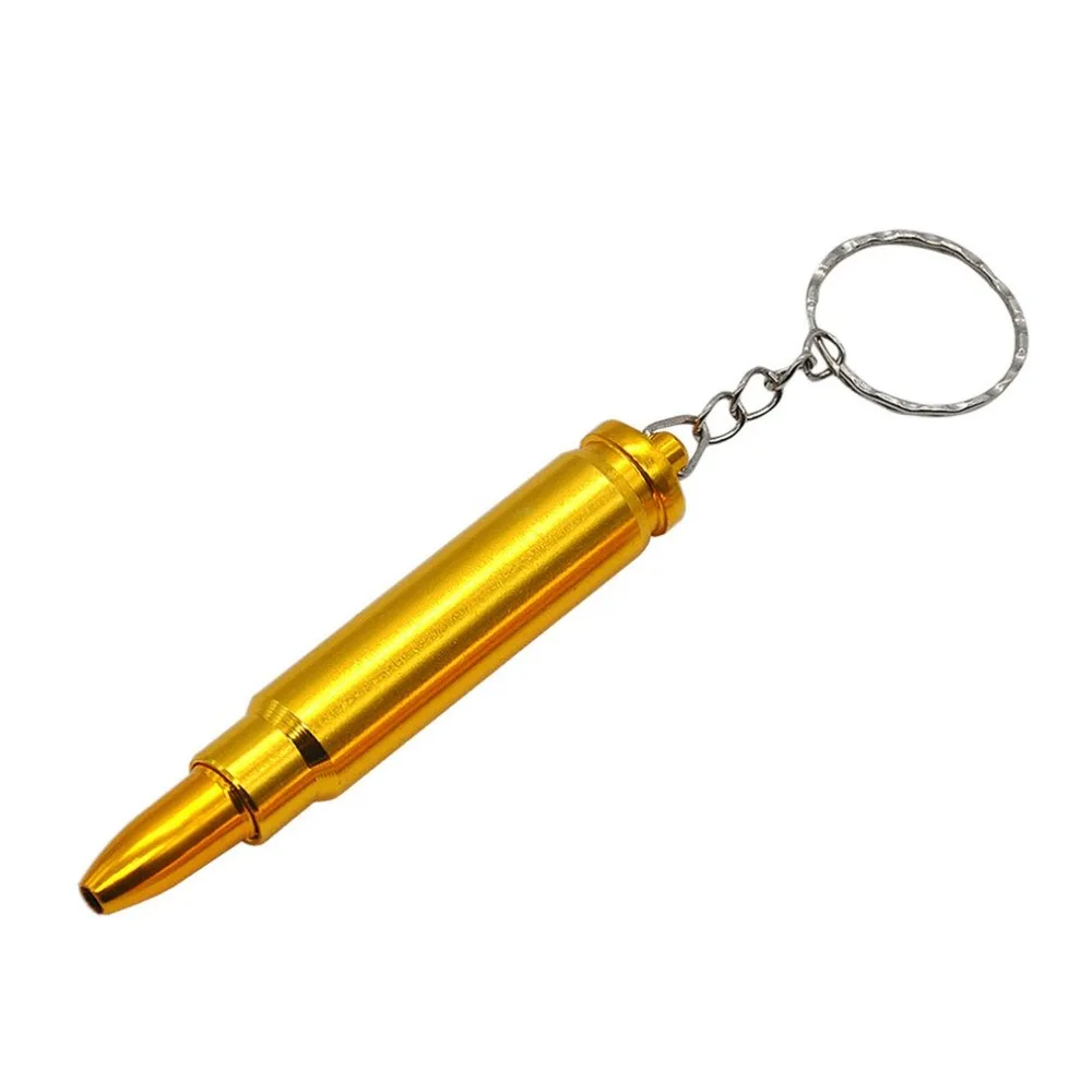 

Metal Smoking Pipe Creative Bullet Shape Key Chain Smoking Tool Shisha Hookah Herb Grinder Portable Cigarette Pipe