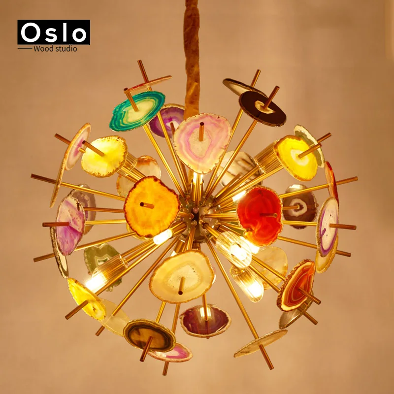 Новое поступление Круглый Шар агат Lustre Luminarias G9 Led люстра медная Металлическая