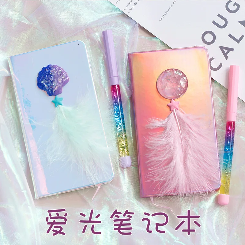 

Kawaii Walking The Dog Notebook Cartoon DIY Mini Notebook Diary Sea Shell Girl's Blank Inner Page Diary Book Student Kids Gift