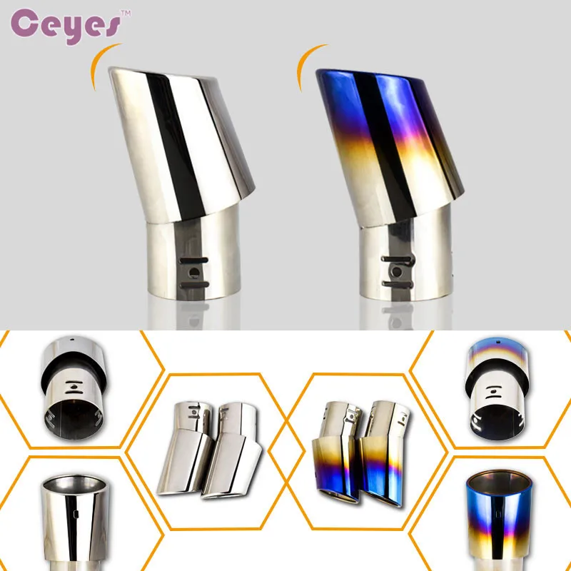 

Ceyes Car Styling 1pc Universal Car Rear Tail Throat Exhause Liner Auto Round Exhaust Muffler Tip Pipe Trim Modified Car-Styling