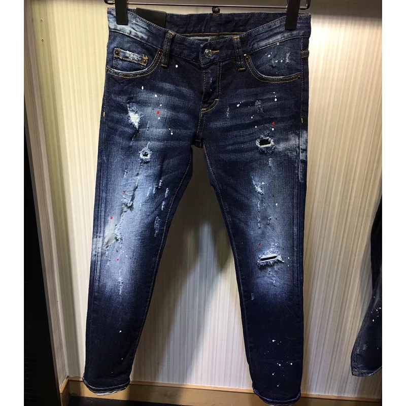 

2018 Autumn New Women's Jeans Release Middle Waist Straight Soft Comfortable High Quality Hole Design Free Shipping Top Hot Sale