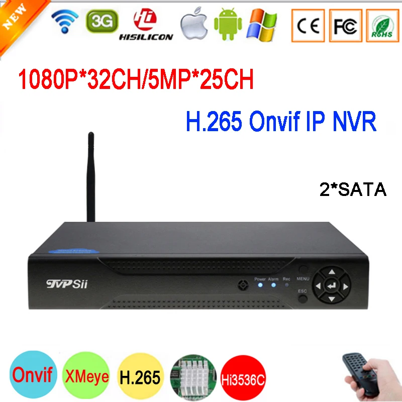 8MP IP камера Hi3536C XMeye 2* SATA 5MP 32CH 32 канала wifi H.265+ аудио Onvif CCTV NVR