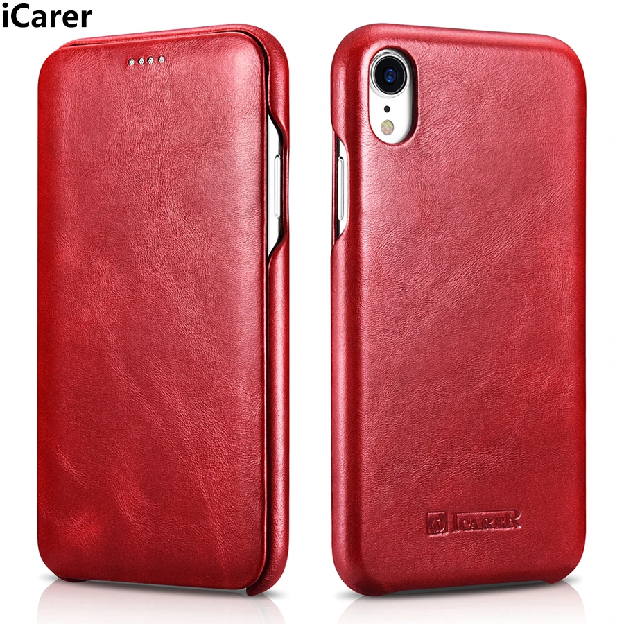 ICarer для iPhone XR чехол Роскошный Жесткий винтажный защитный из натуральной кожи