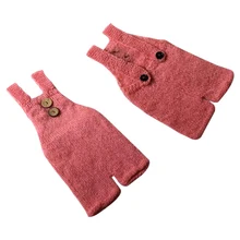 Реквизит для фотосъемки новорожденных из мягкого мохера костюм для маленьких мальчиков и девочек Вязаный комбинезон ручной работы с пуговицами реквизит-Аксессуары