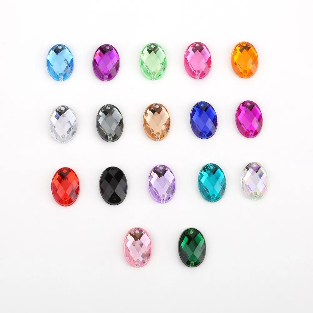 

18 цветов 8*10 мм/10*14 мм/13*18 мм/18*25 мм Блестящий Кристалл пришитый Овальный акриловый горный хрусталь Flatback Colorfu бисер DIY свадебное платье
