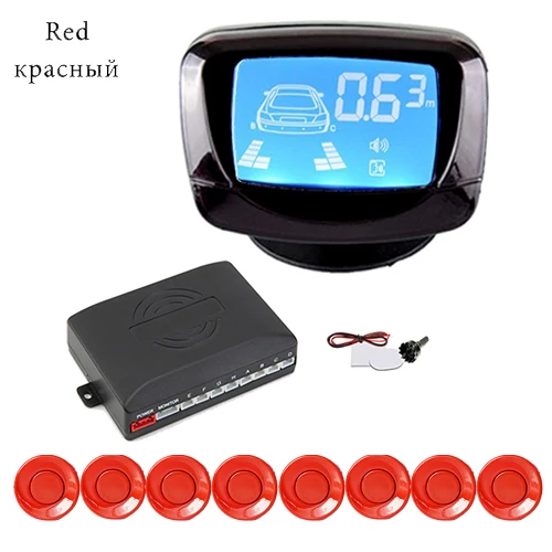 Hipppcron комплект автомобильных датчиков парковки 8 датчиков s 22 мм ЖК-дисплей Автомобильный радар заднего хода монитор системы 12 В - Название цвета: Красный
