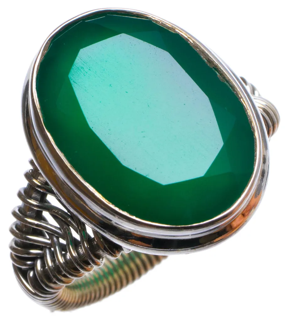 

Natural Chrysoprase Handmade Unique 925 Sterling Silver Ring, US size 6.25 X3023