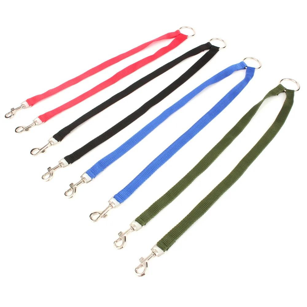 

4 Colors Nylon Double Dual Two Pets Dogs Leash 1 Lead 2 Way Coupler Walk Necklace Head Collars Hot New Arrival Red Blue Black