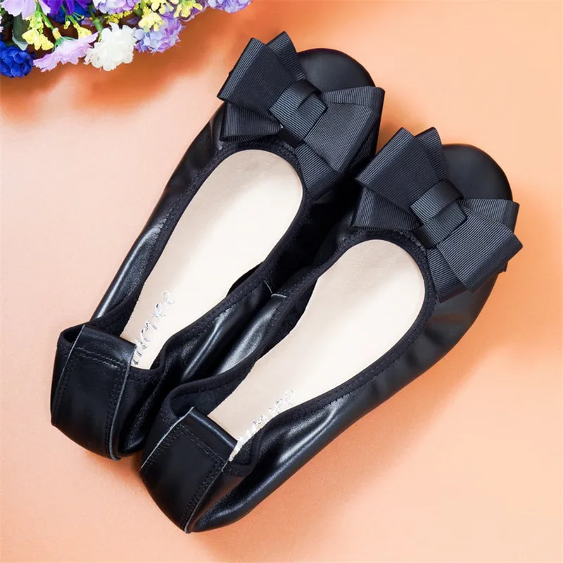 2018 New Women's Flat Shoes Spring Summer Genuine Leather Baleriny Woman Sweet Bow Female Footwear Slip On  Espadrille Lady Shoe (11)
