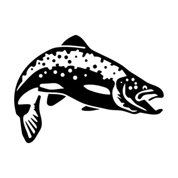 

14.2*10.4CM Trout Fishing Car Stickers Personalized Car Styling Motorcycle Accessories Black Silver C2-0571
