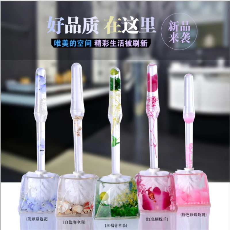 blue/red/pink toilet brush flower toilet brush holder funny/cute toilet