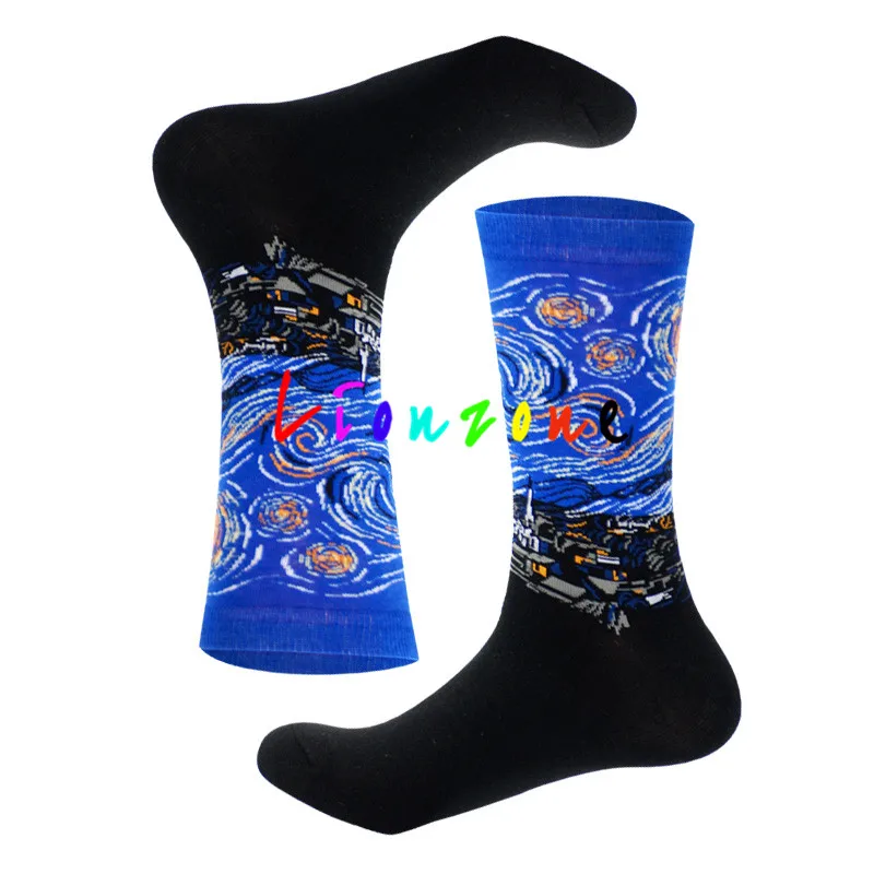 Lionzone Happy Socks женские носки больших размеров с фруктами и известными искусствами, дизайнерские носки хлопковые с забавным рисунком, уличная одежда, подарок для влюбленных