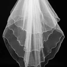 Дешевый Velos De Noiva женские свадебные с жемчугом Фата свадебная фата 4 слоя тюль край свадебные аксессуары