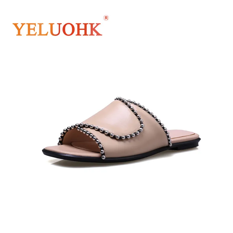 Geuine Leather Slippers Female 2018 Summer Slippers Women Top Quality Flat Women Slippers -in 