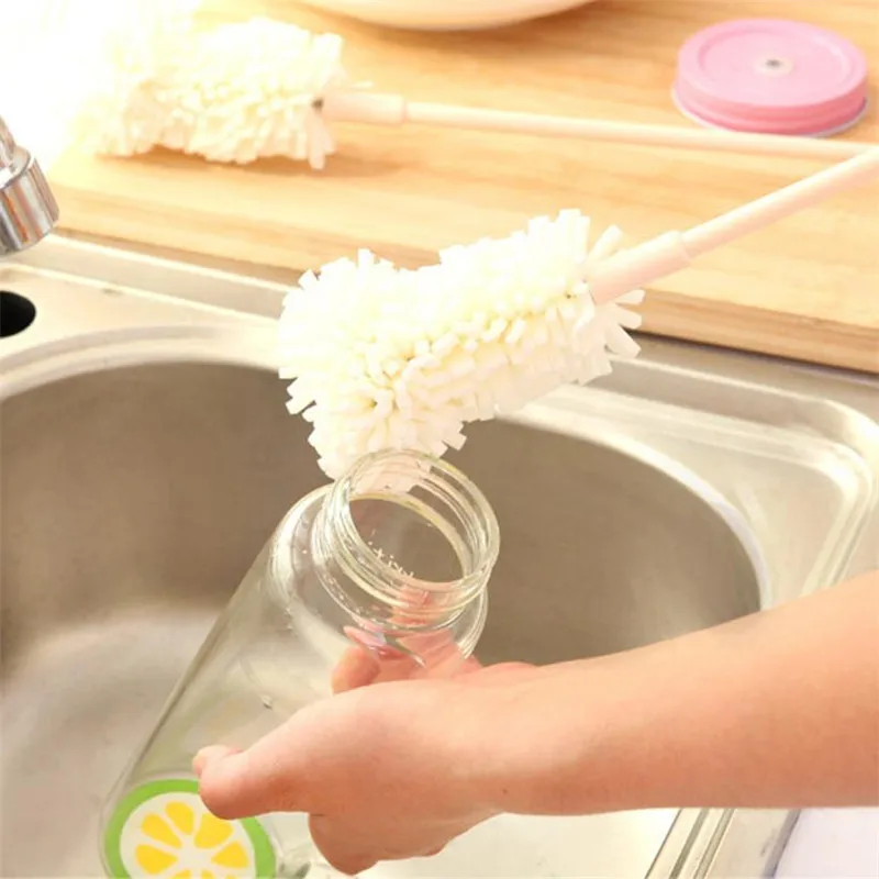 

39CM Long Handle Bottle Cleaner Sponge Plastic Cup Pots Scrubber Brush Kitchen Washing Cleaning Kit Soft Sponge drop shipping