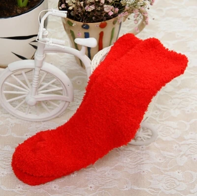 Toivotukasia пушистые носки для женщин зимние пушистые Doudou материал толстые теплые флисовые Носки для сна - Цвет: red