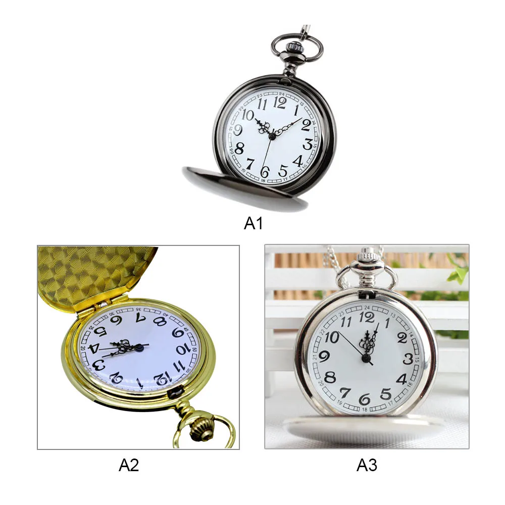 Fashion Creative Classical Pocket Watch Charm Smooth Unisex Fashion Quartz Pocket Watch Steampunk Necklace Pendant Chain 4