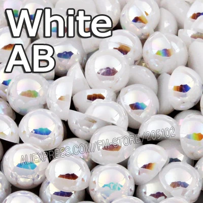 Белый бежевый AB& Белый AB полукруглый с плоской задней частью жемчужный бисер смешанных размеров 2 3 4 5 6 8 10 мм ABS имитация жемчуга для дизайна ногтей - Цвет: White AB