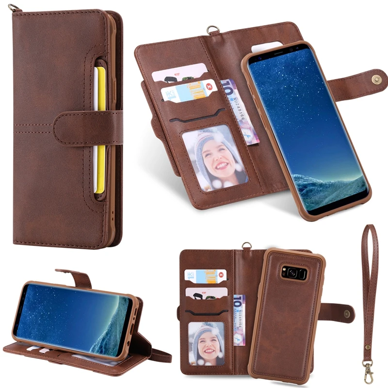 

Real Leather Wallet Case For Samsung Galaxy S8 Case Magnetic Multifunction Zipper Case For Samsung Galaxy S8 Cover With Card