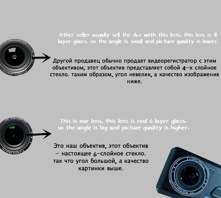 Видеорегистратор с двумя объективами Dvrs Mini Car DVR T681 FHD 1080P 4 &quotсенсорный экран