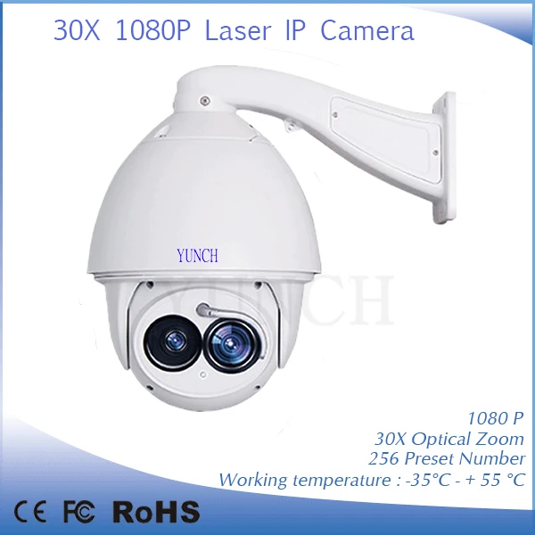 

YUNCH NEW 2.0MP 1080P HD IR Distance 500m Laser High speed dome outdoor 30X Optical Zoom PTZ IP Camera SONY Sensor