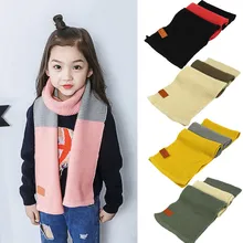 Модная детская одежда осенне-зимние теплые однотонные шарфы для маленьких мальчиков и девочек, вязаные шейные шарфы с круглым вырезом, Новинка