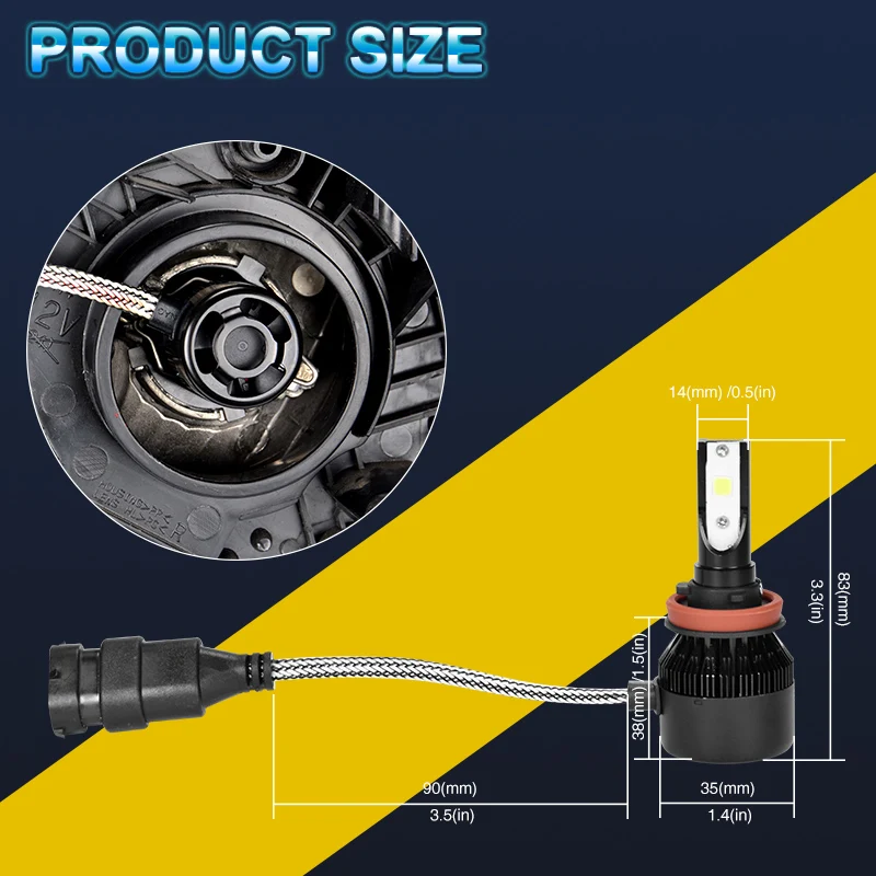 RACBOX 72W фары для 8000LM H1 H4 H7 H8 H9 H11 HB3 HB4 9005 9006 автомобильная светодиодная лампа для фары Высокая Низкая 12V 24V белый 6000K