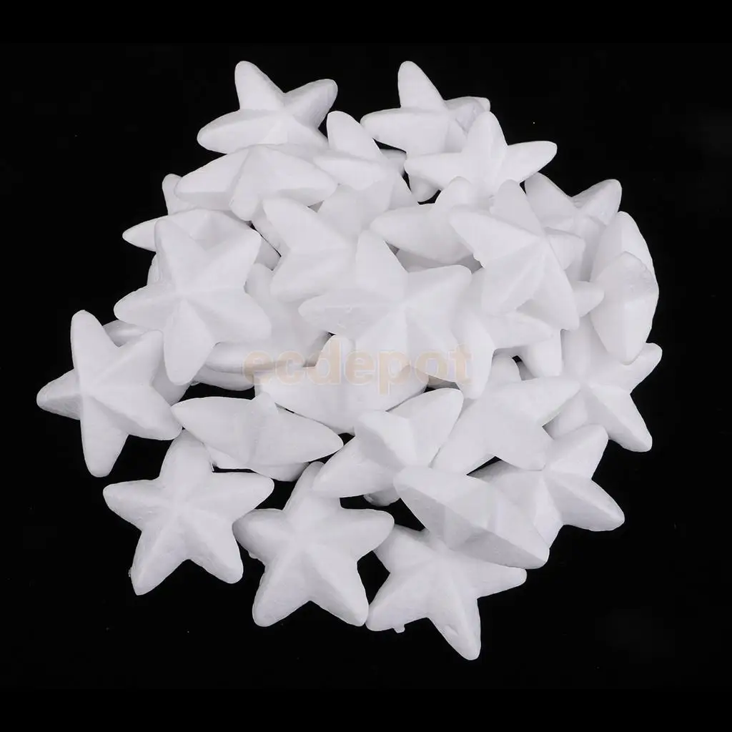 30 Pieces Star Shape Polystyrene Styrofoam Foam for Model Making DIY Christmas Ornament Decorations Modeling Craft 5cm