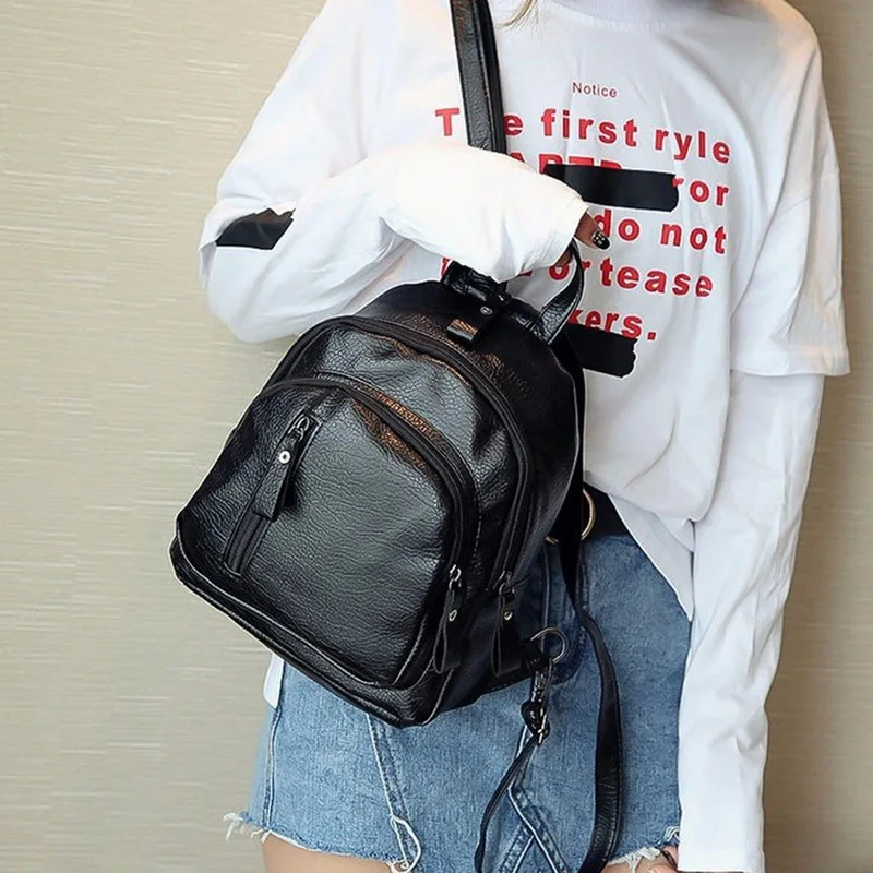 

WENYUJH Women PU Leather Backpack Large Capacity School Bag for Girls Leisure Shoulder Bags Zipper Bags Student Rucksack