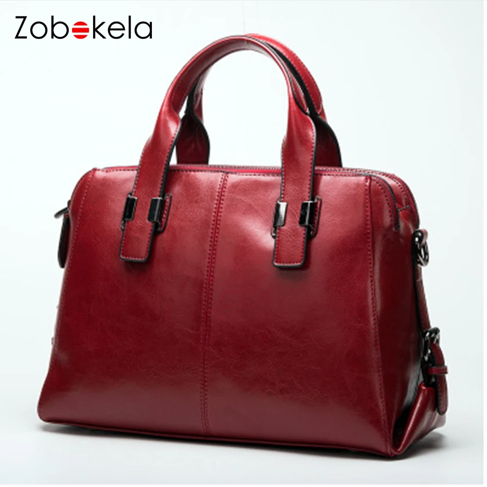 

Zobokea Women Genuine Leather famale handbag messenger bags high quality 2018 Elegant Shoulder Bag Women Designer Luxury Handbag