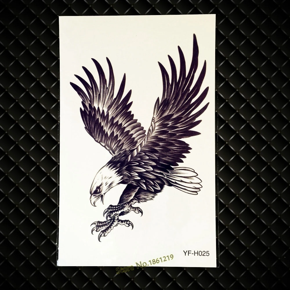 3d Flying Black Eagle Fake Waterproof Tattoo Body Arm Bird Body Art Hawk  Tattoos Sexy Man Temporary Tattoo Sleeves Men Stickers - Temporary Tattoos  - AliExpress