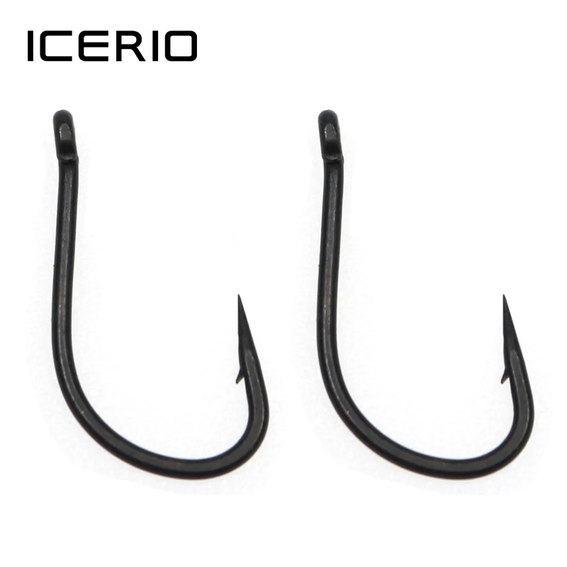 

ICERIO 100pcs/pack Telflon Coated High Quality Carp Hooks Strong Big Carp Barbel Fishing Hooks for Chod Rig Hair Rigs