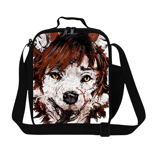 Милая собака 3d печать Изолированная пищевая сумка для детей, подростков мальчиков обед мешок для школы, плечо тепловой еды для девочек студентов, женская сумка - Цвет: Армейский зеленый