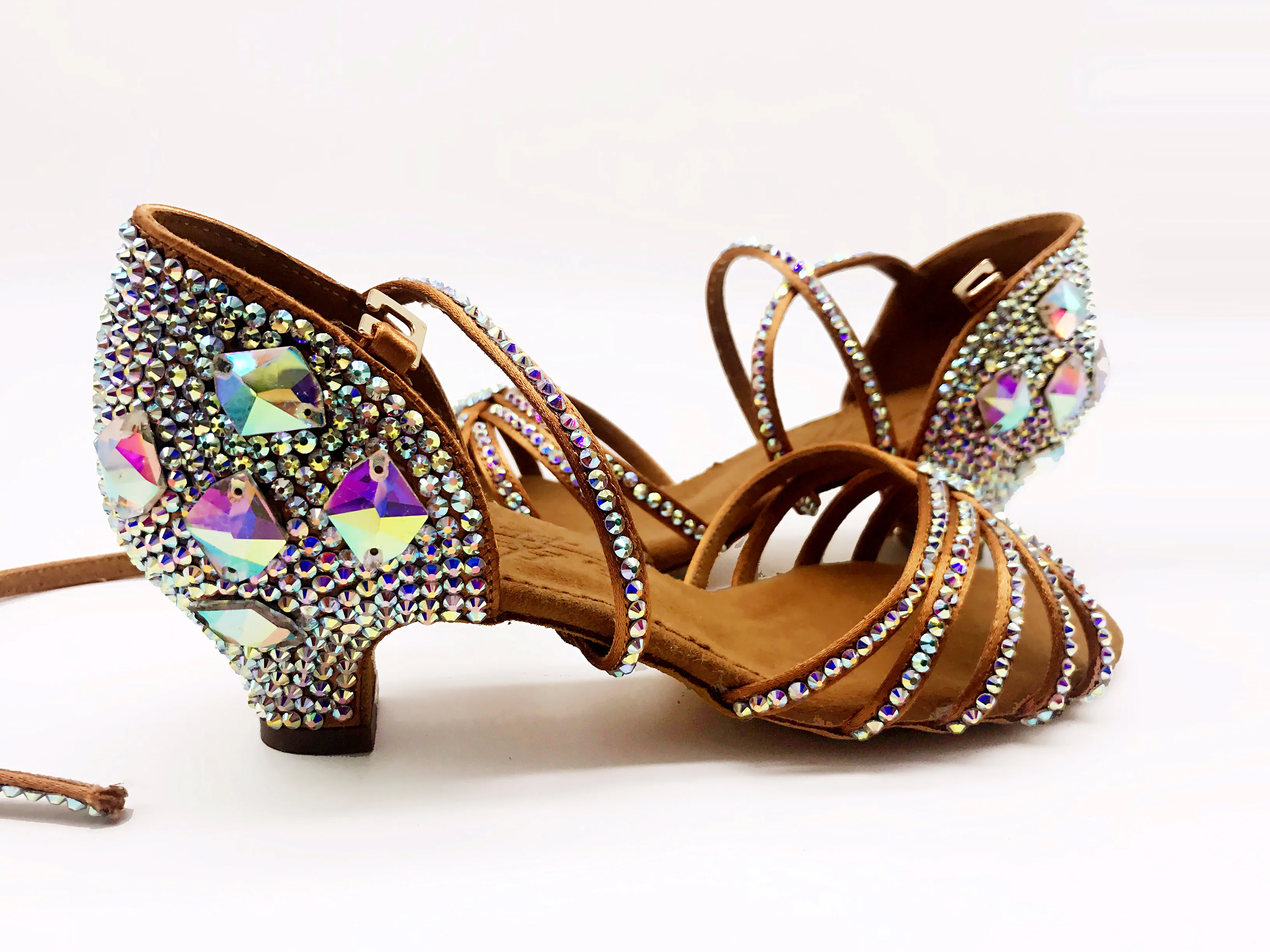 

Retro Womens Rhinestones Crystal Diamond Ankle Strap Dance Shining Latin Sandals Shoes Stilettos Heels Pumps Leather Black A1264