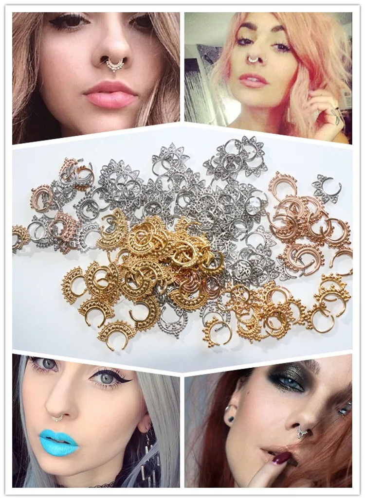 10pcs non piercing body jewely,faux nose jewelry ring,faux non piercing