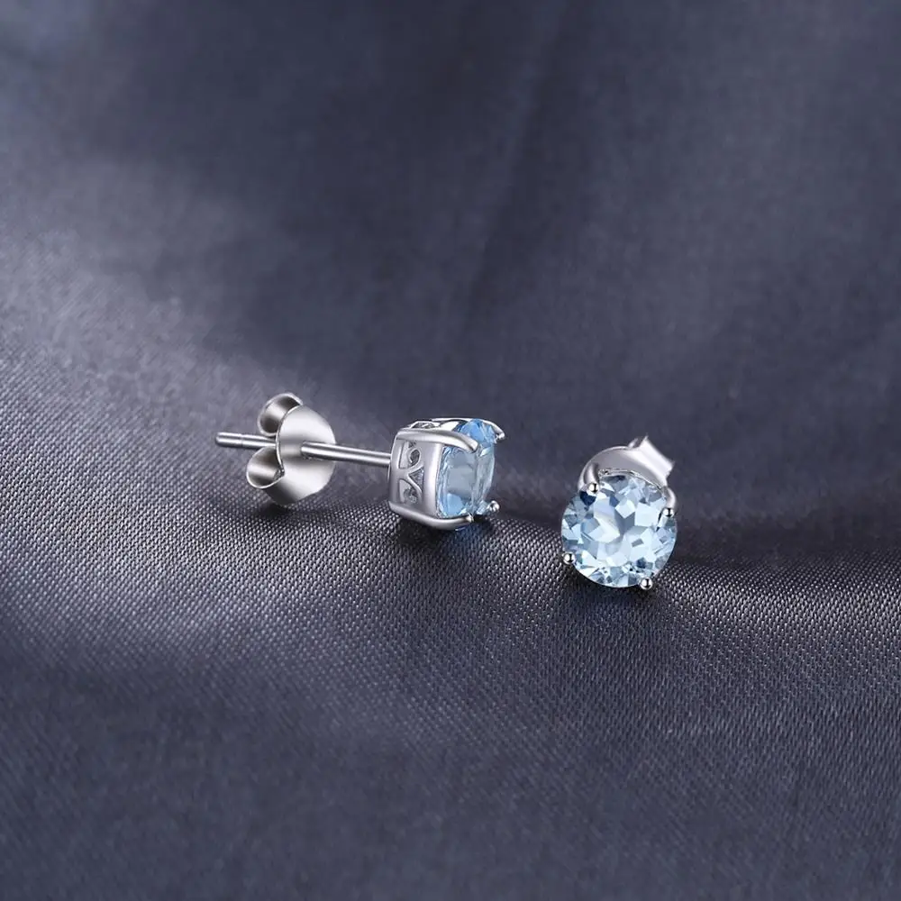 JewelryPalace 2ct натуральная голубой топаз серьги гвоздики 925 стерлингового серебра для