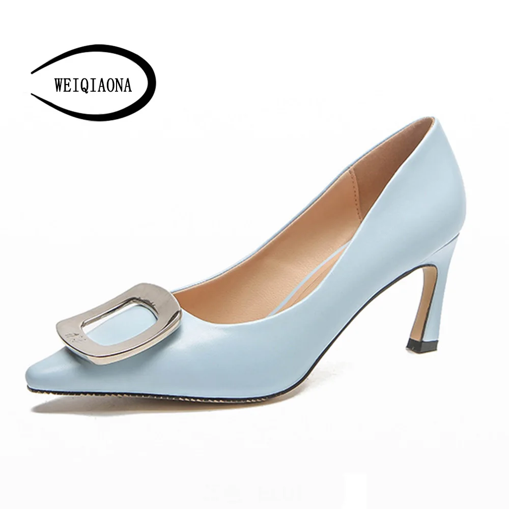 

WEIQIAONA 2018 New Fashion Candy Colors Elegant Women Shoes Pionted Toe Shallow High Heels Party Shoes Working Shoes Dress Shoes