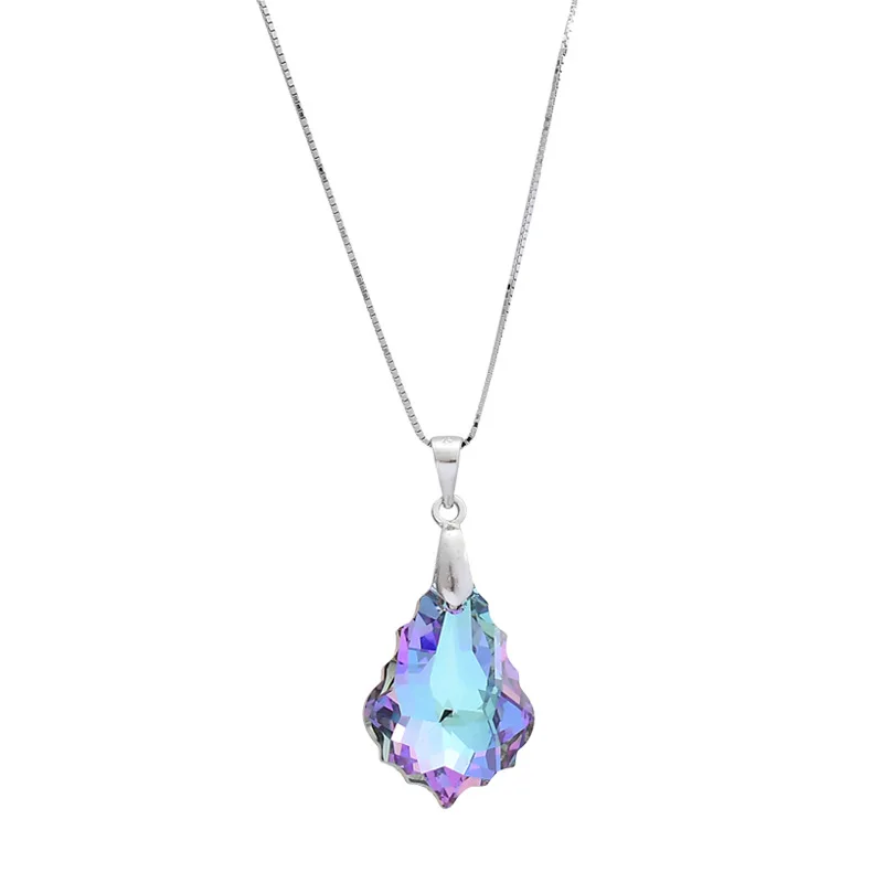 

Warme Farben 925 Sterling Silver Pendant Necklaces Crystal from Swarovski Zircon Solitaire Necklace Fine Jewelry Free Shipping