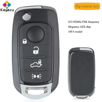 

KEYECU Flip Remote Control Car Key With 4 Buttons 433.92MHz Megamos AES Chip - FOB for Fiat 500X Egea Tipo 2016 2017 2018, 16FA