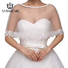 U-SWEAR в кружевной каймой флоры куртка Для женщин Болеро Mesh Sheer мягкая О-образным вырезом Свадебные аксессуары женский Свадебные палантины шали