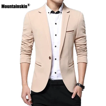 

Mountainskin New Men's Blazer Solid Color Suit Spring Autumn High Quality Casual Coats Slim Fit Male Fashion Jackets SA649