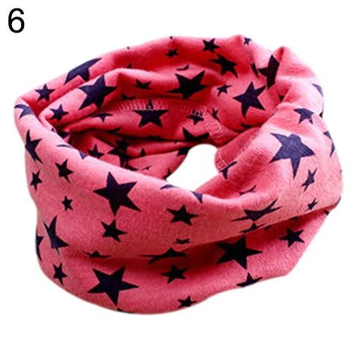 Популярный детский хлопковый шейный платок со звездами, шарфы для девушек, шаль унисекс, зимняя вязаная - Цвет: Watermelon Red