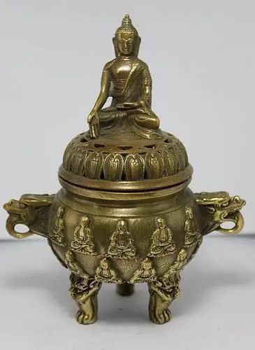 

Chinese folk collection of bronze Buddha dragon censer