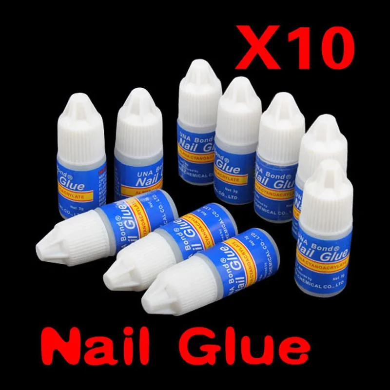 

Set of 10 Glue for False Nail Art Decoration Tips Fast Drying Acrylic Manicure Tool Drop Ship
