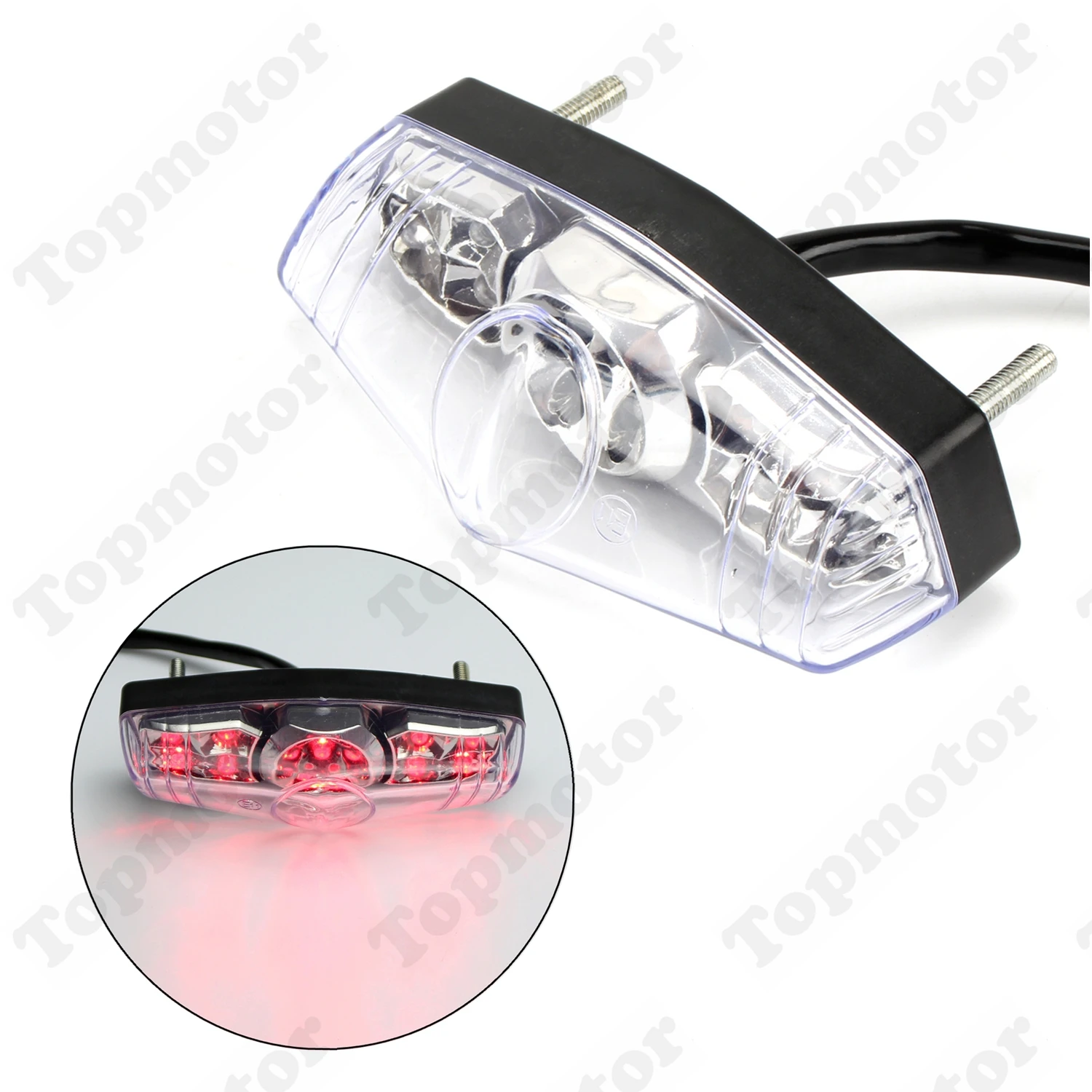 15" LED Motorcycle Brake Tail Light Clear Lenses Integrated Brake Stop