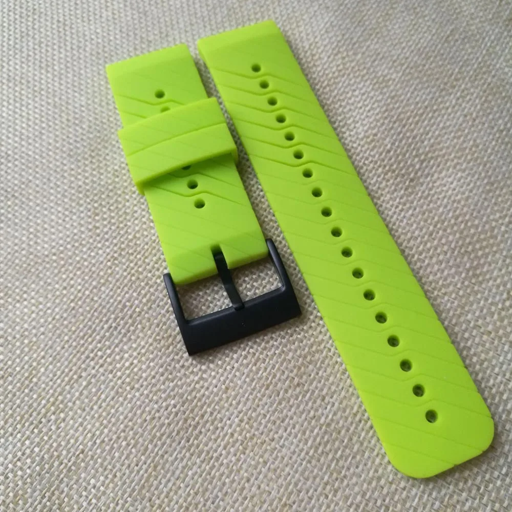 Tschick ремешок для SUUNTO 9 Baro ремешки Смарт-часы с прочной устойчивостью к царапинам силиконовый сменный ремешок для наручных часов - Цвет ремешка: lime Silver buckle