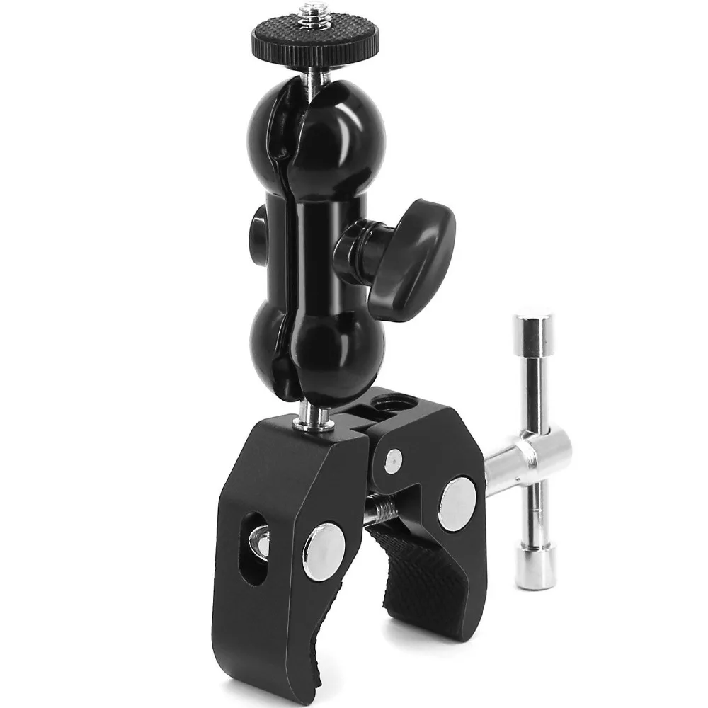 Double Ballhead Ball Arm Camera Clamp Mount Monitor Mount Bracket with