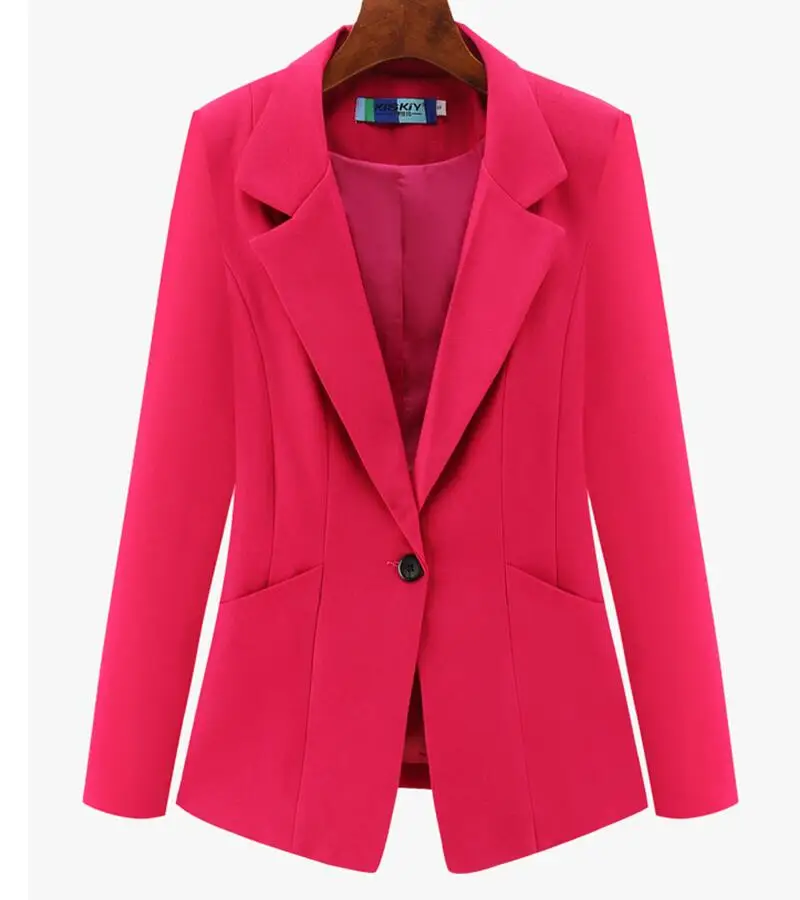 Черный Блейзер женская одежда костюм женские блейзеры весна и осень короткая обтягивающая куртка пальто женская верхняя одежда OAIRED - Цвет: Rose red