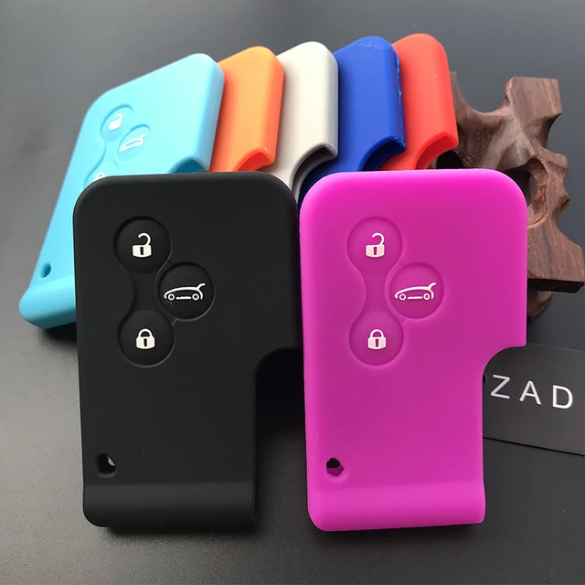 ZAD Silicone Rubber Car Key Case Cover Holder Shell For Renault Clio Logan  Megane 2 3 Koleos Scenic Card 4Button Car-styling fob - AliExpress