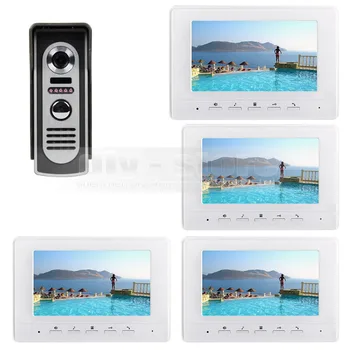 

DIYSECUR 800 x 480 7inch Video Intercom Video Door Phone 600TV Line IR Night Vision Outdoor Camera 1 camera 4 monitors